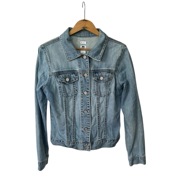 GAP | Women’s Light Blue Denim GAP Stretch Button Front Trucker Jacket Size M - Picture 3 of 16